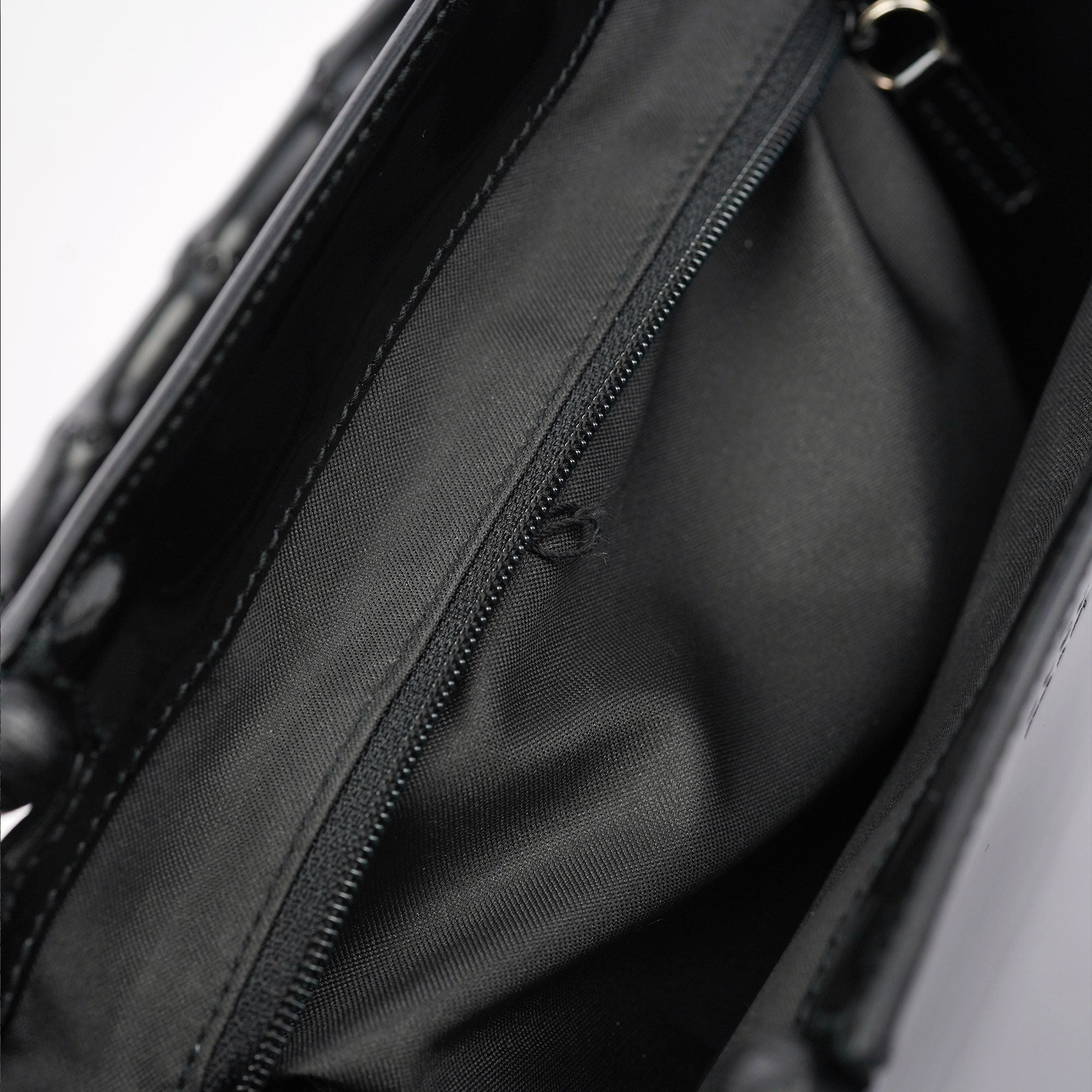 Black Patent Leather Bamboo Tote Bag