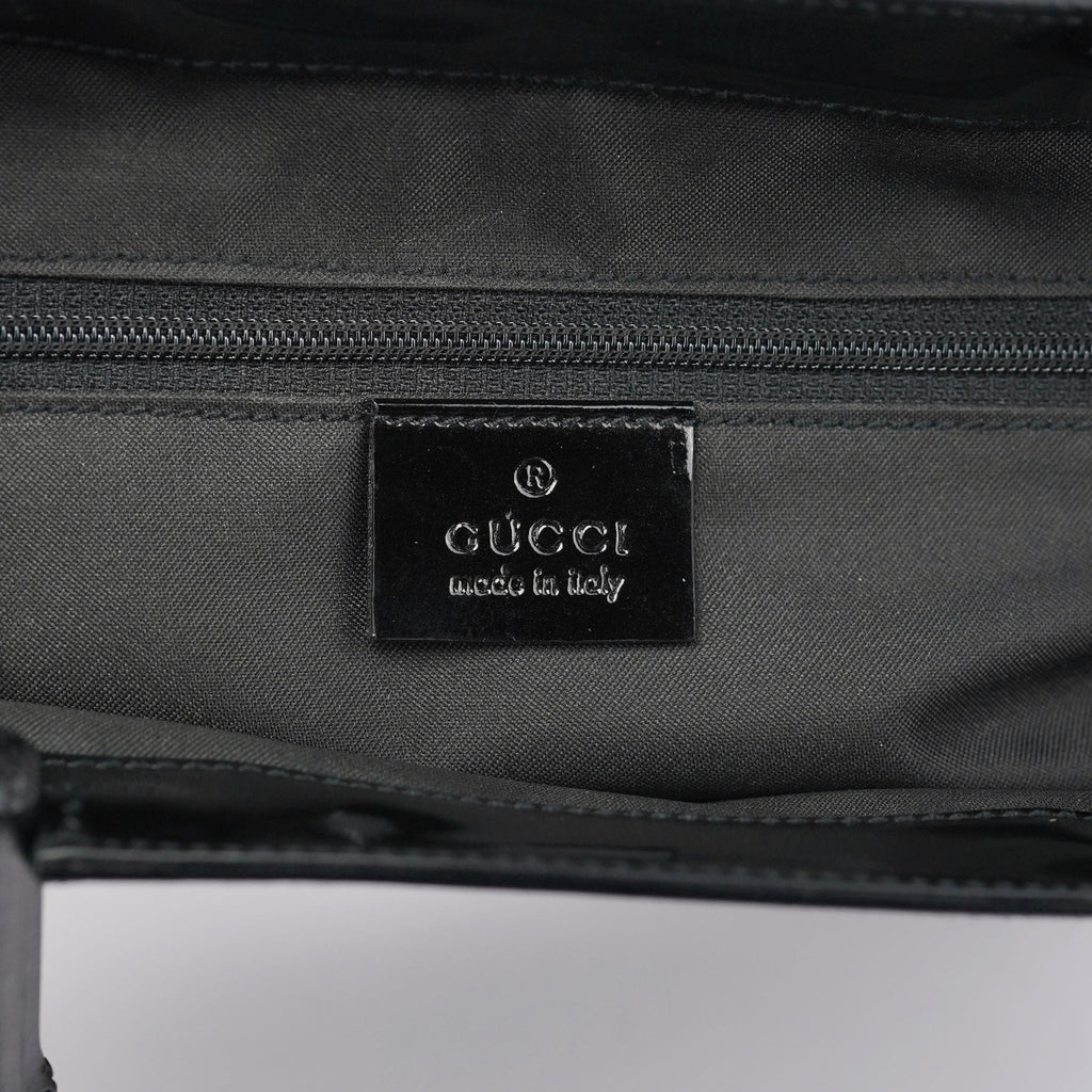 Black Patent Leather Bamboo Tote Bag
