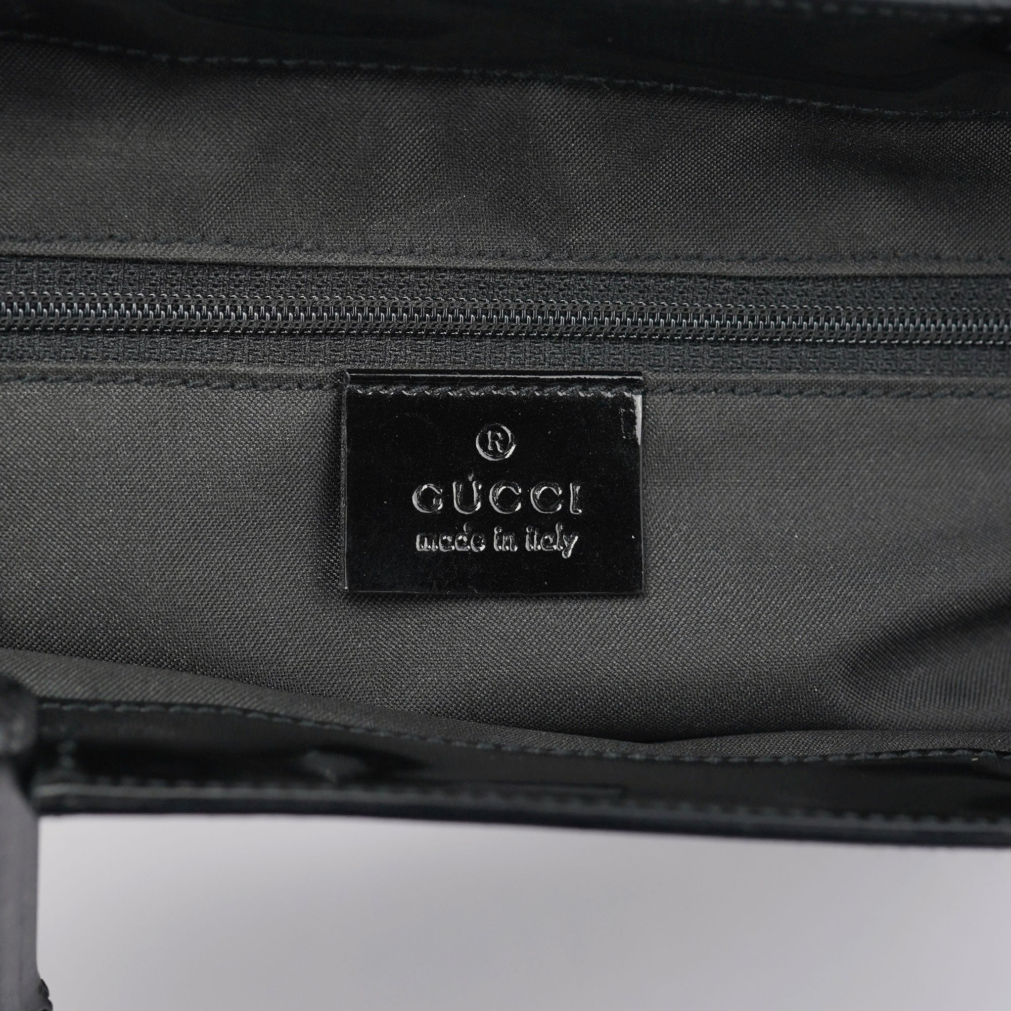 Black Patent Leather Bamboo Tote Bag