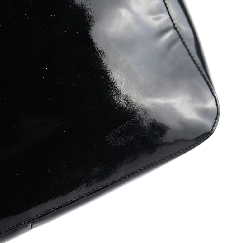Black Patent Leather Bamboo Tote Bag