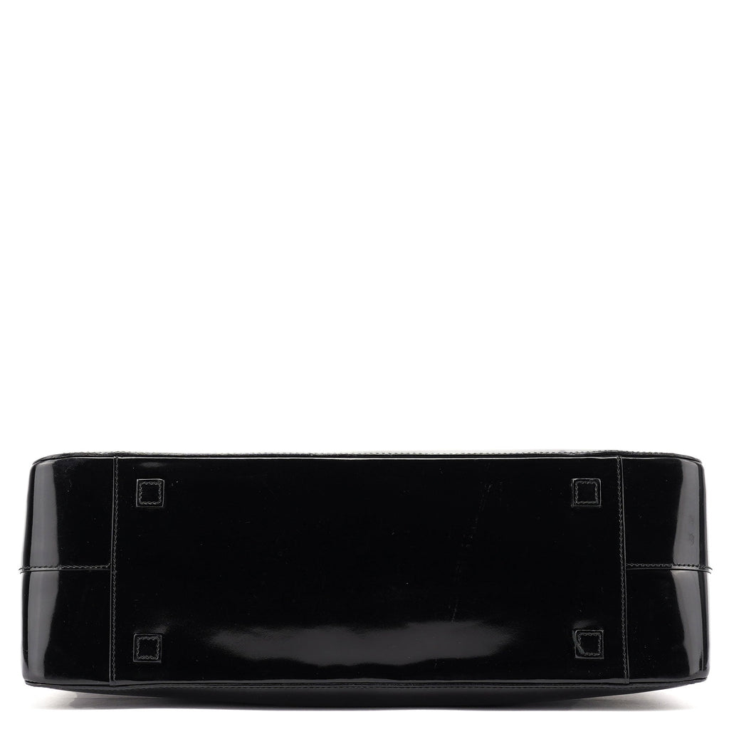 Black Patent Leather Bamboo Tote Bag