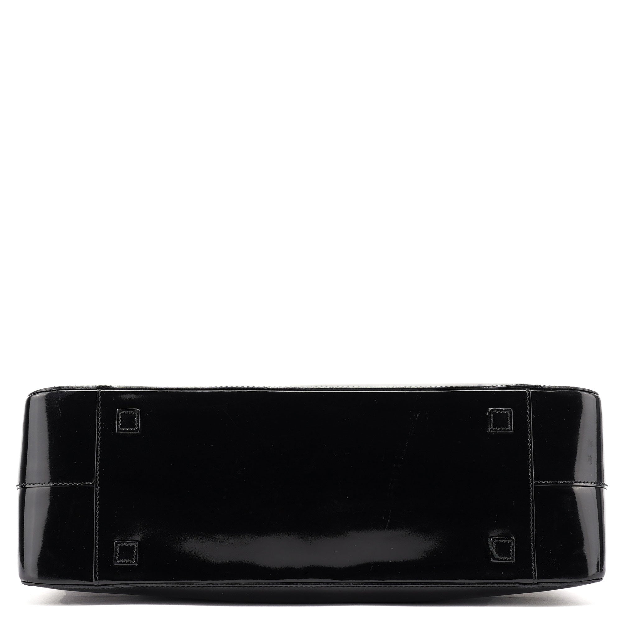 Black Patent Leather Bamboo Tote Bag