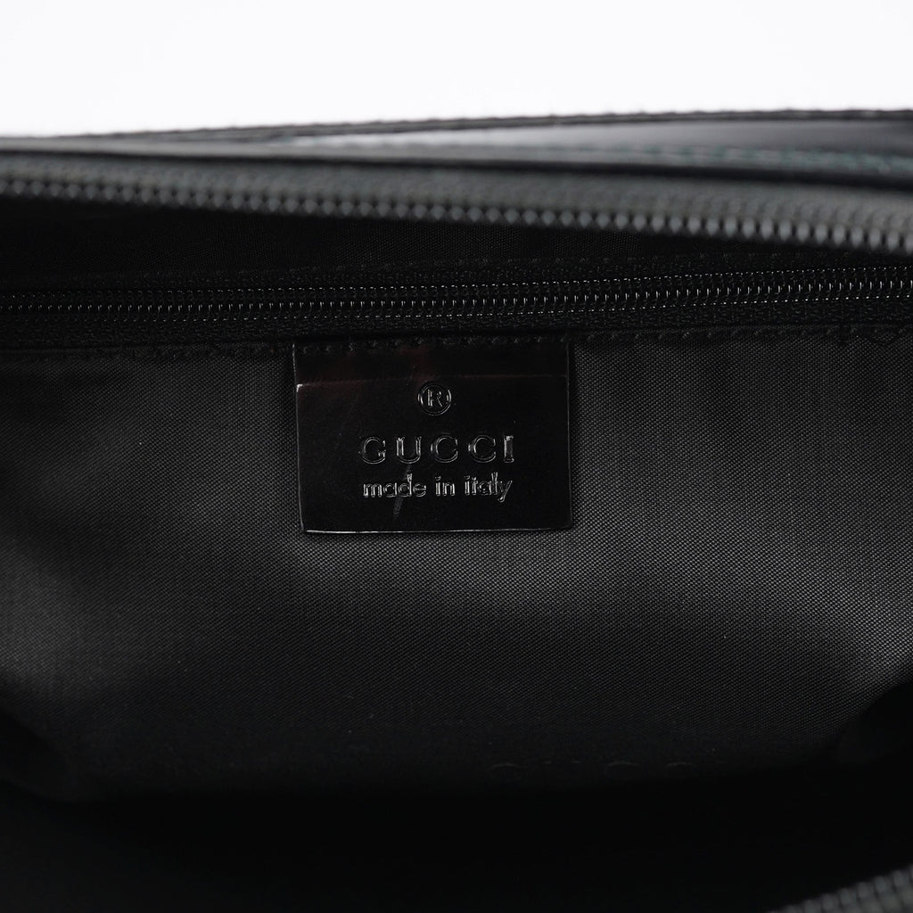 Black Patent Leather Bamboo Tote Bag