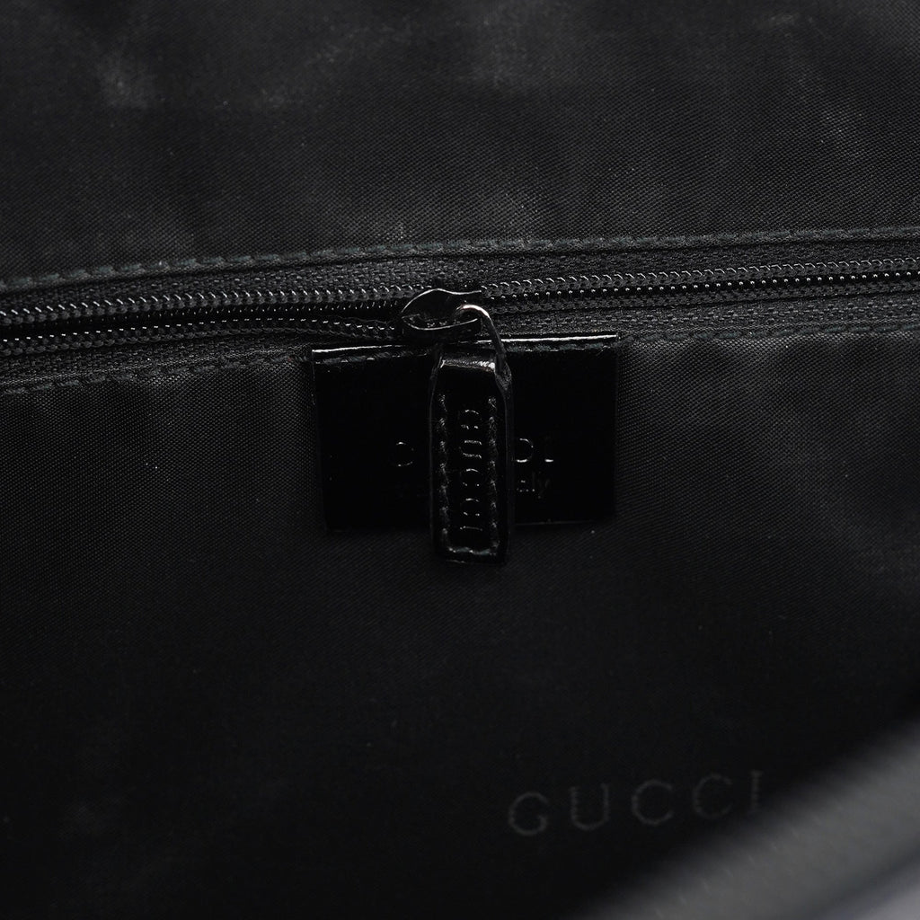 Black Patent Leather Bamboo Tote Bag