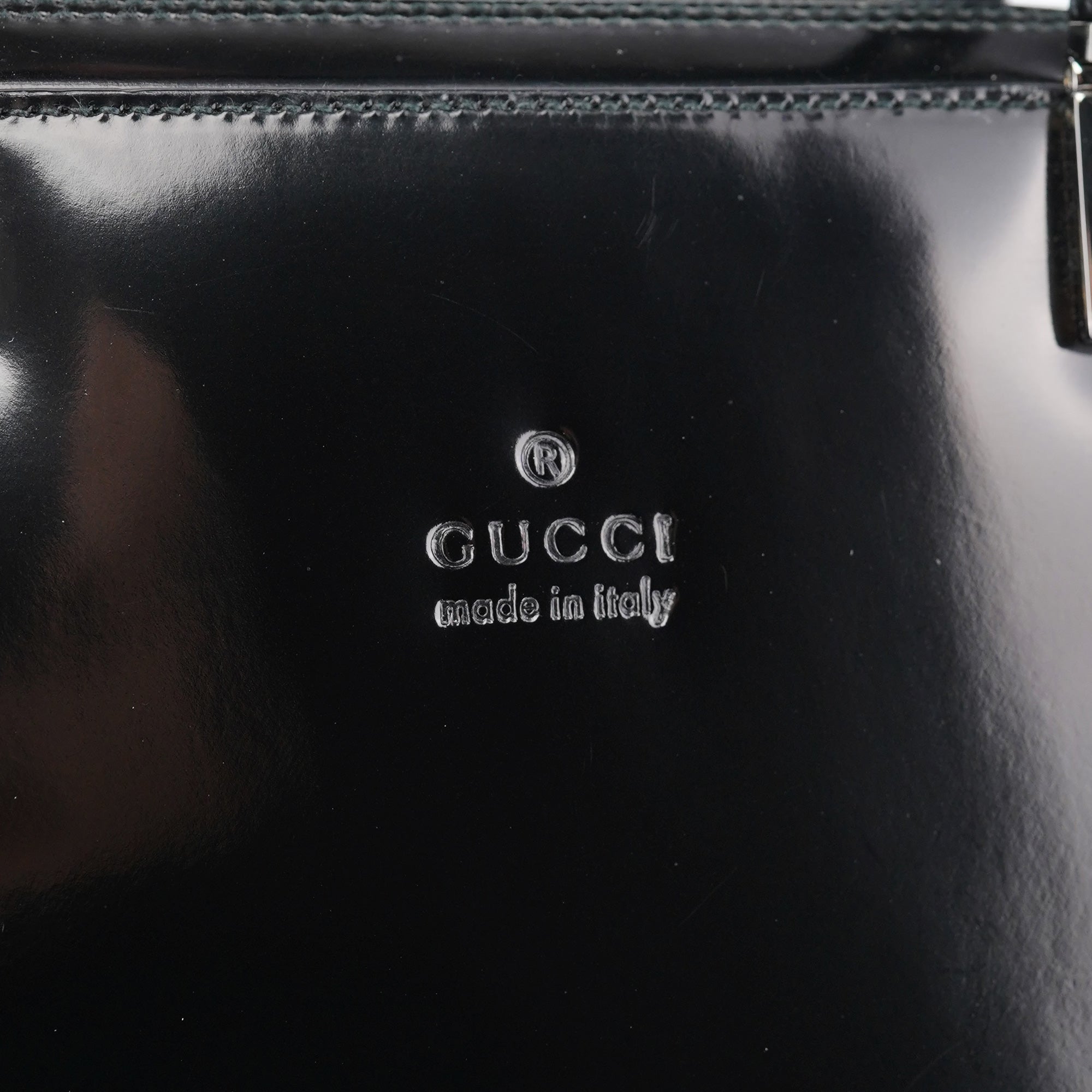 Black Patent Leather Bamboo Tote Bag