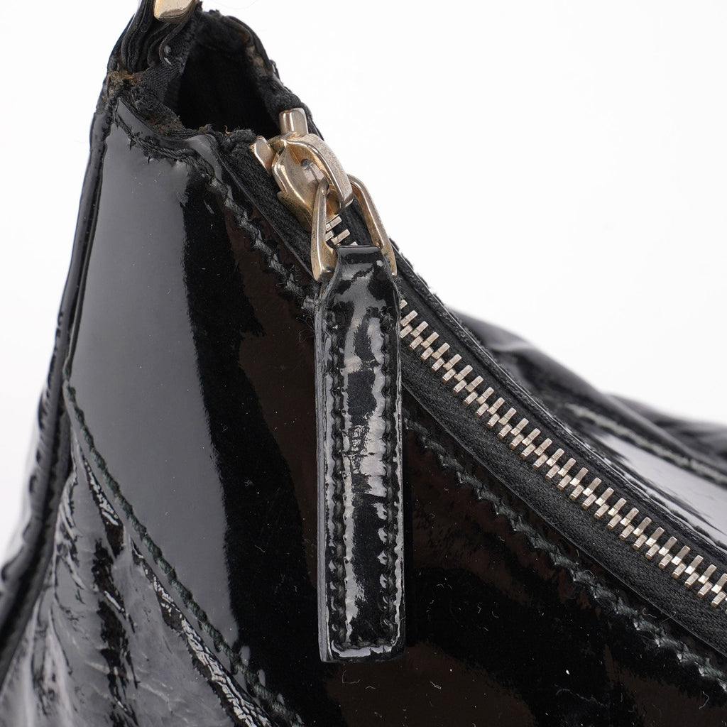 Black Patent Leather D-Ring Shoulder Bag