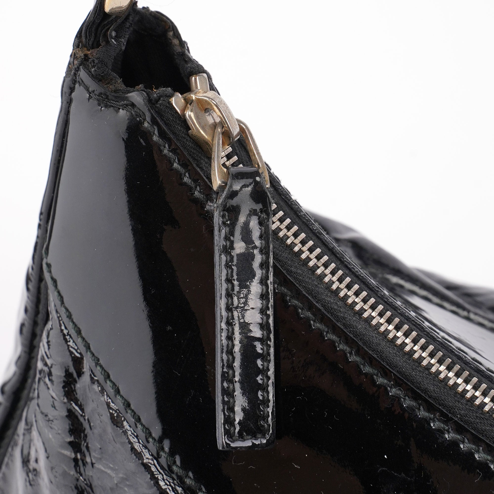 Black Patent Leather D-Ring Shoulder Bag