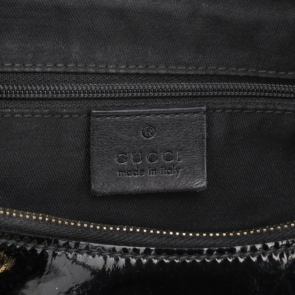 Black Patent Leather D-Ring Shoulder Bag