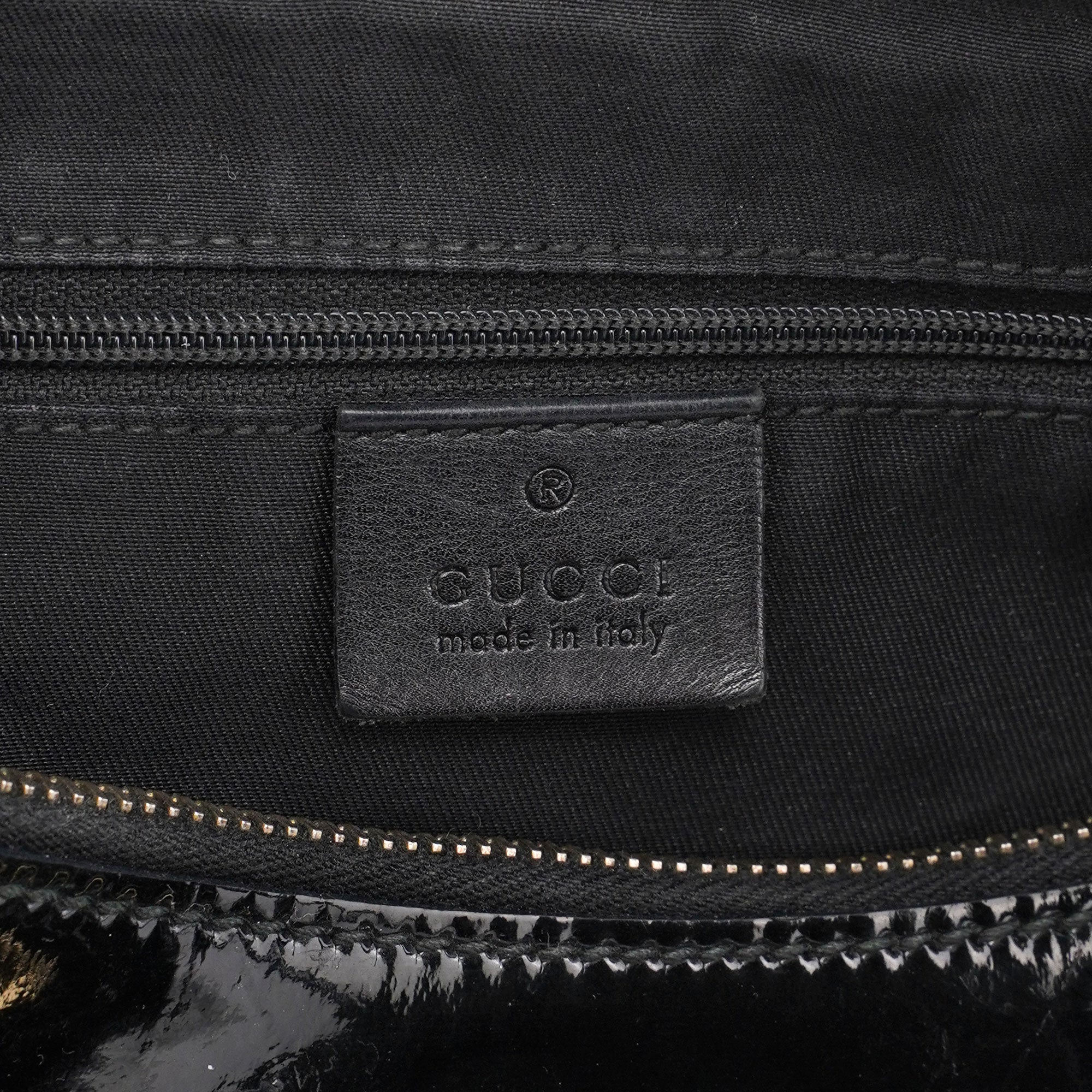 Black Patent Leather D-Ring Shoulder Bag