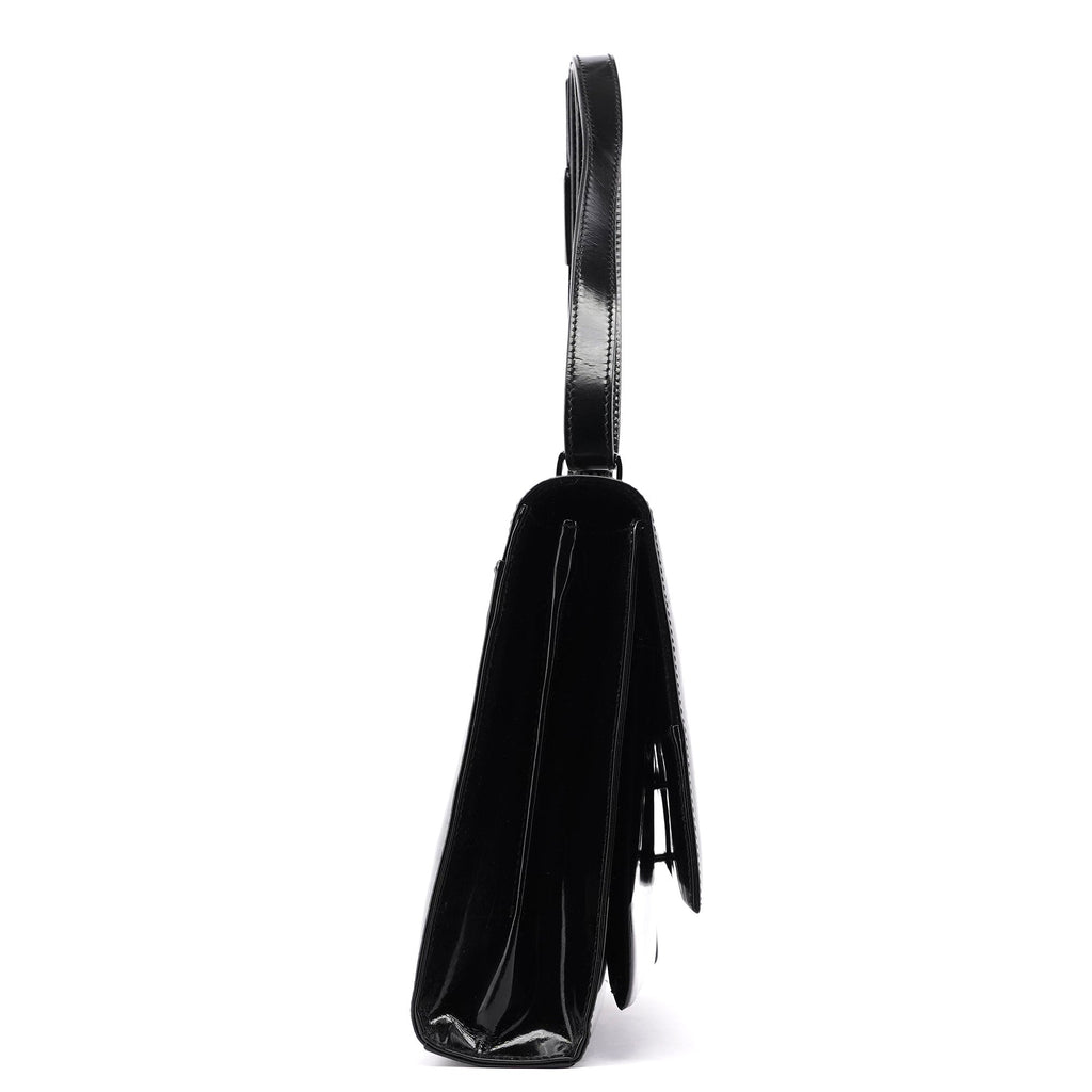 Black Patent Leather Flap Shoulder Bag