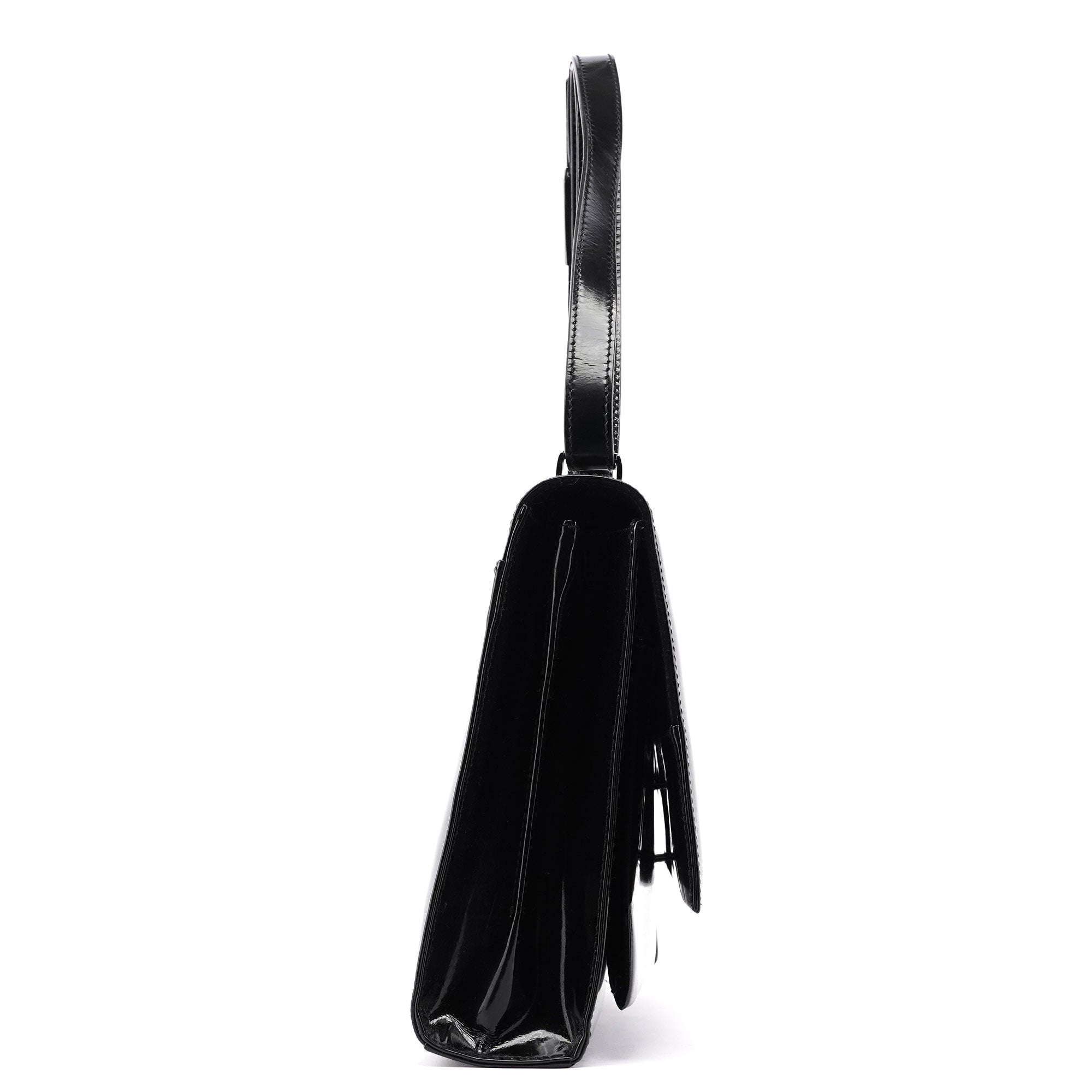 Black Patent Leather Flap Shoulder Bag