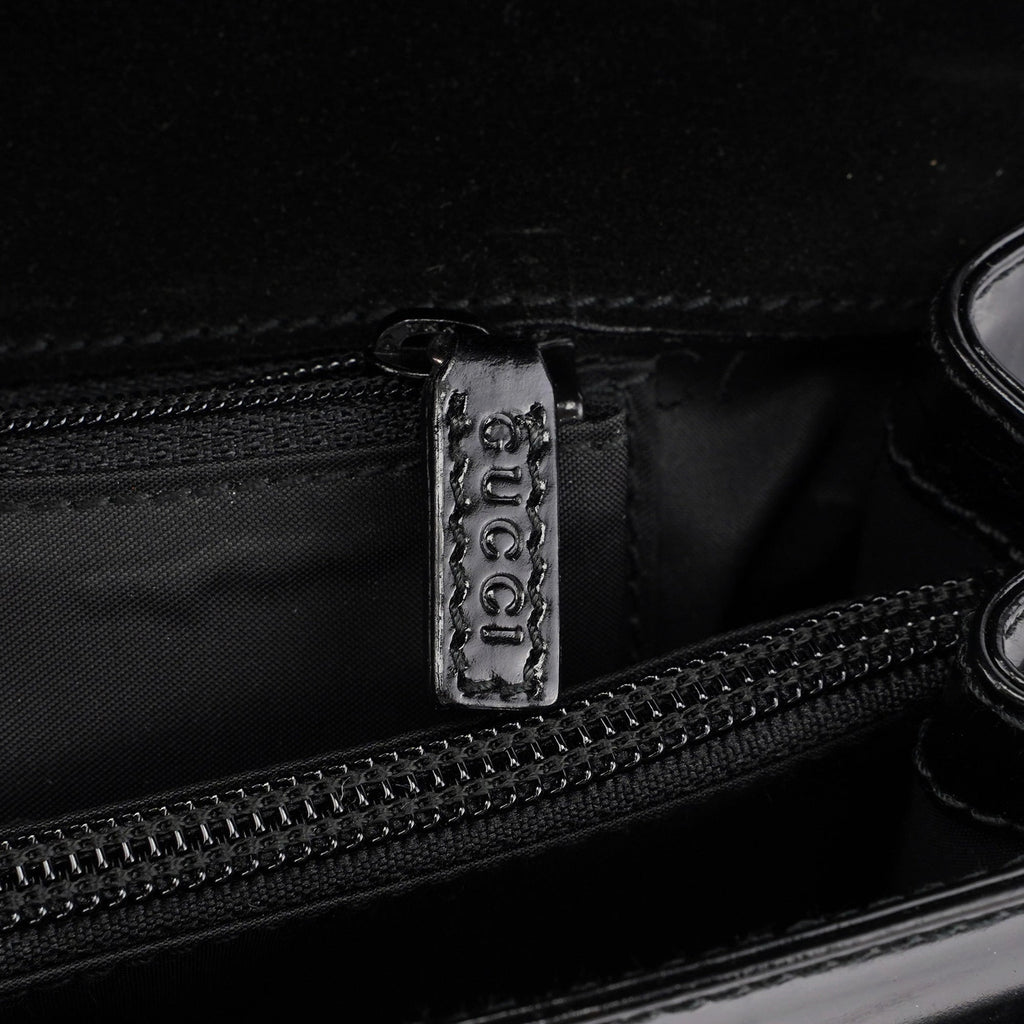 Black Patent Leather Flap Shoulder Bag