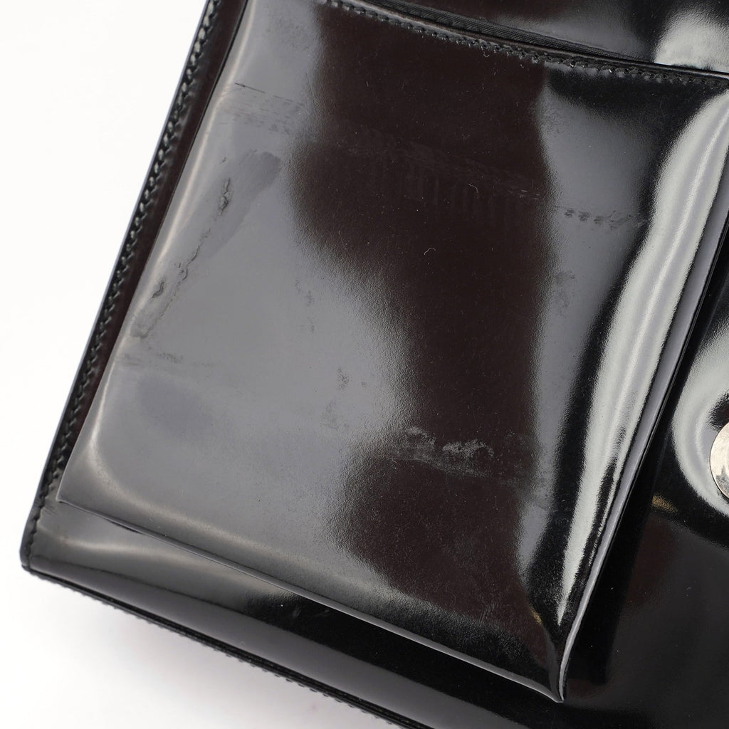 Black Patent Leather Flap Shoulder Bag