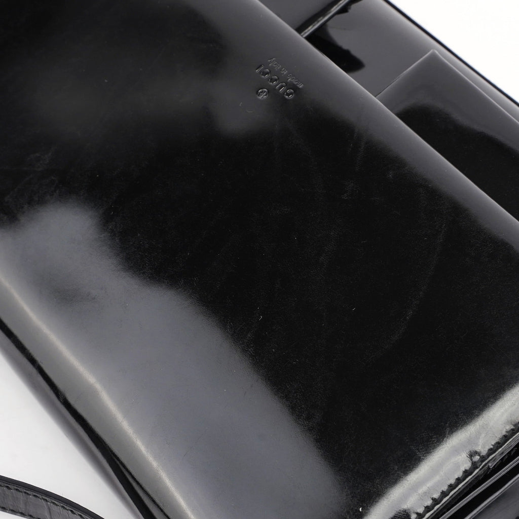 Black Patent Leather Flap Shoulder Bag