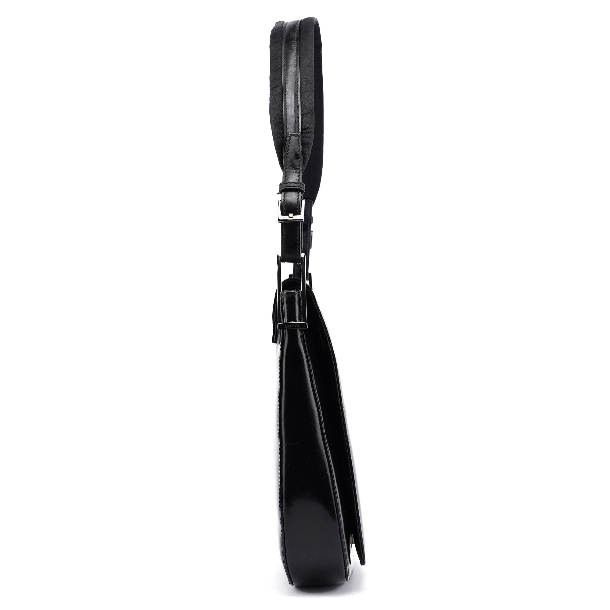 Black Patent Leather Flap Shoulder Bag