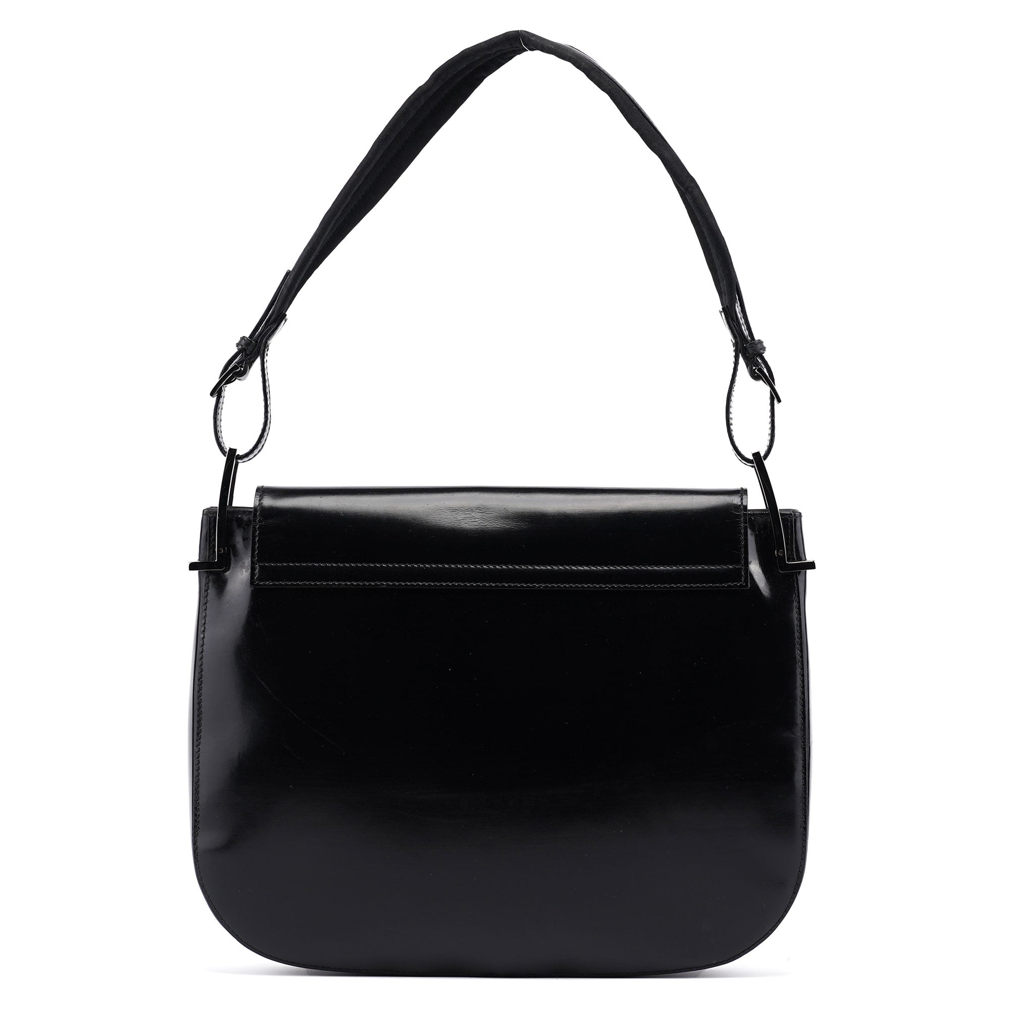Black Patent Leather Flap Shoulder Bag