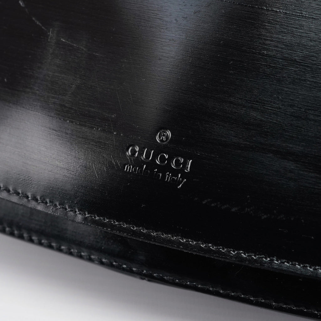 Black Patent Leather Flap Shoulder Bag