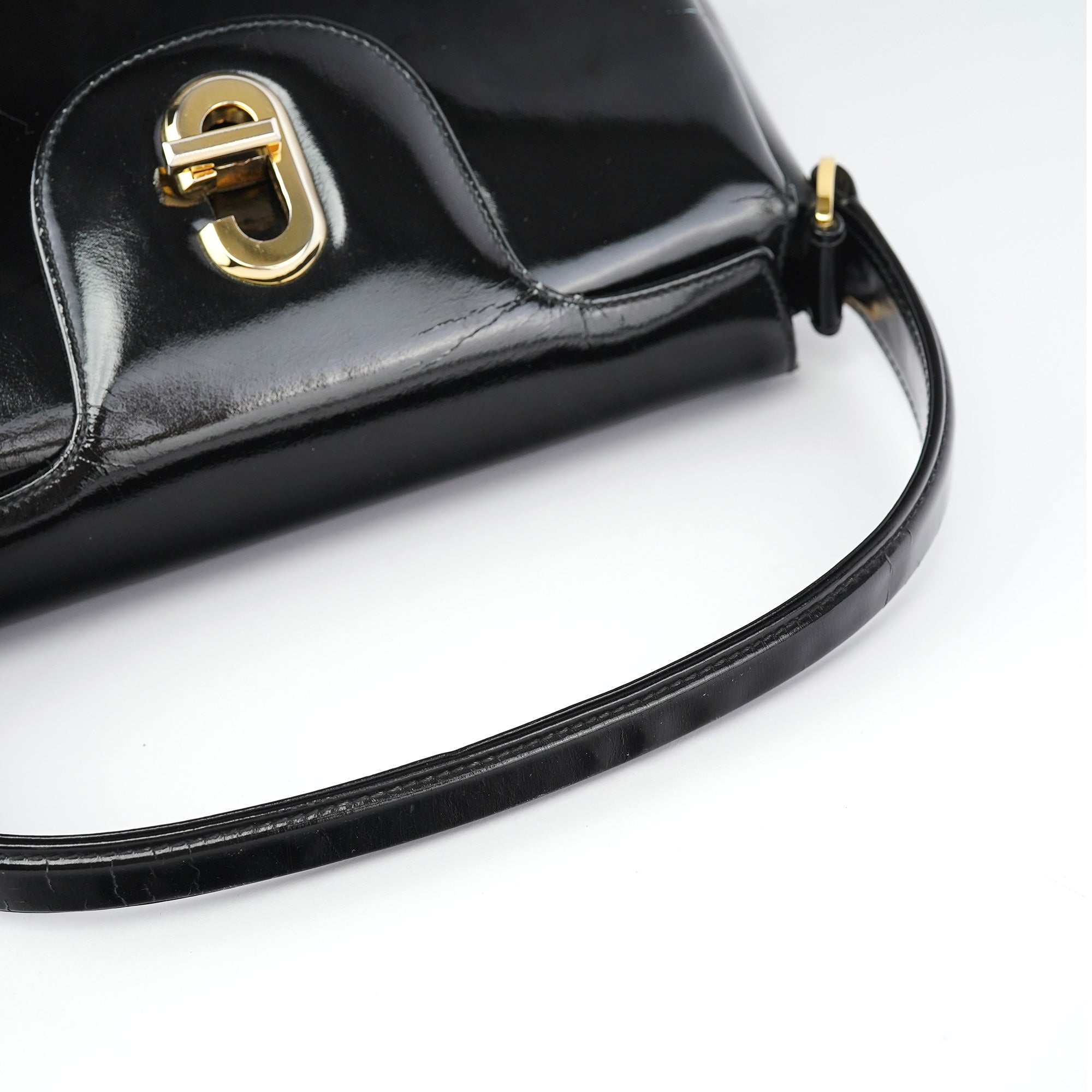 Black Patent Leather G Shoulder Bag