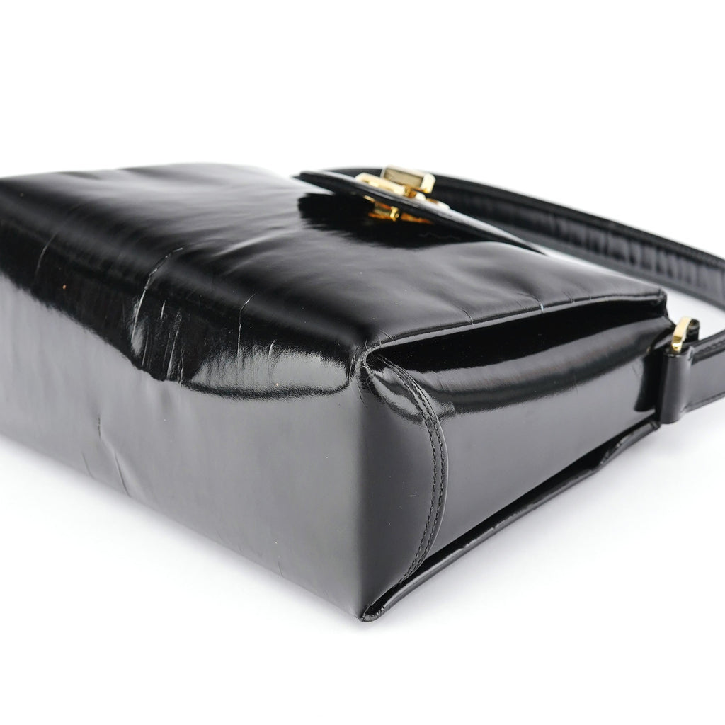 Black Patent Leather G Shoulder Bag