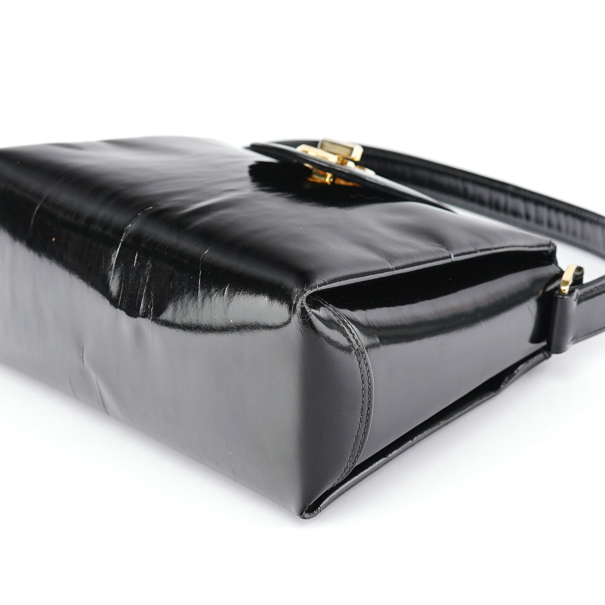 Black Patent Leather G Shoulder Bag