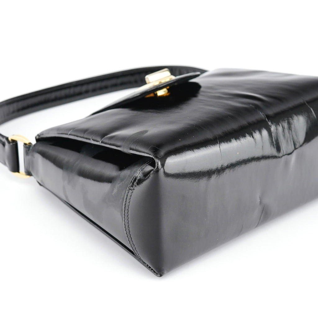 Black Patent Leather G Shoulder Bag
