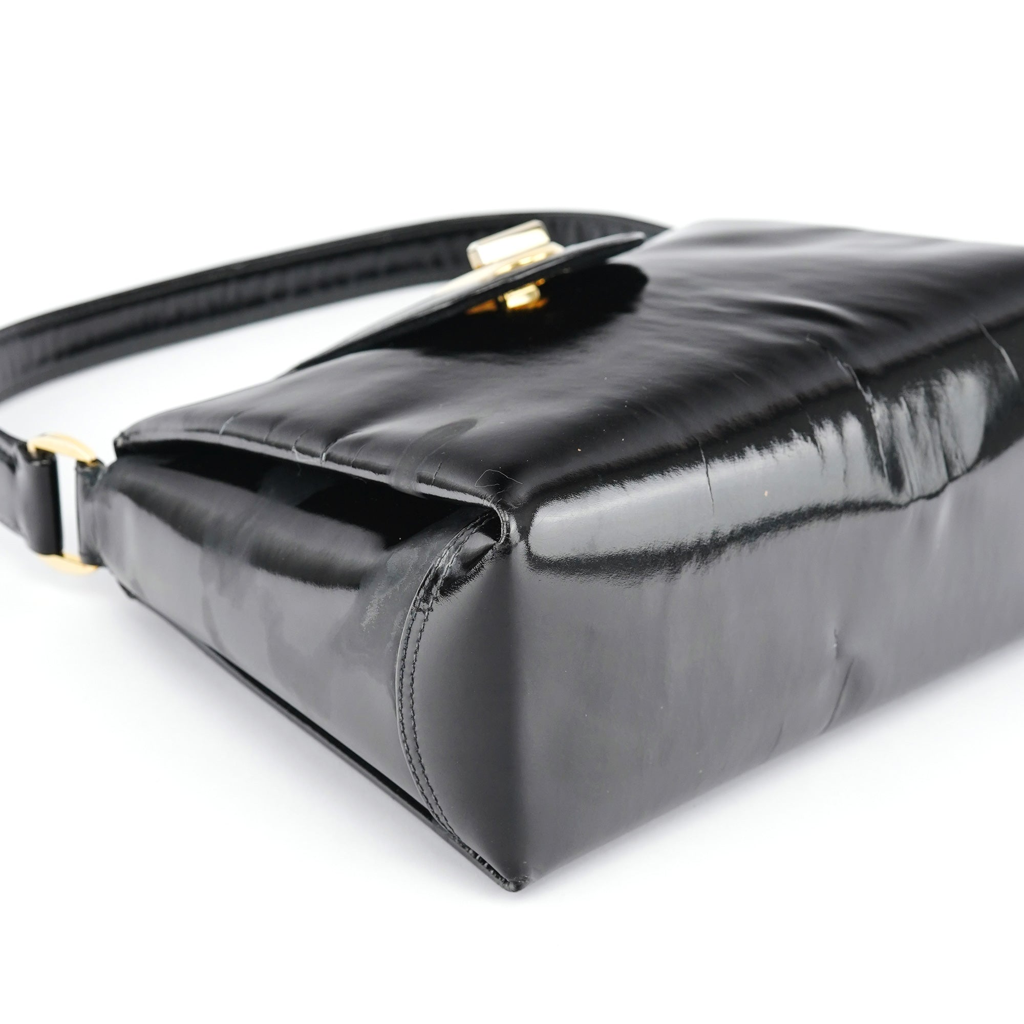 Black Patent Leather G Shoulder Bag
