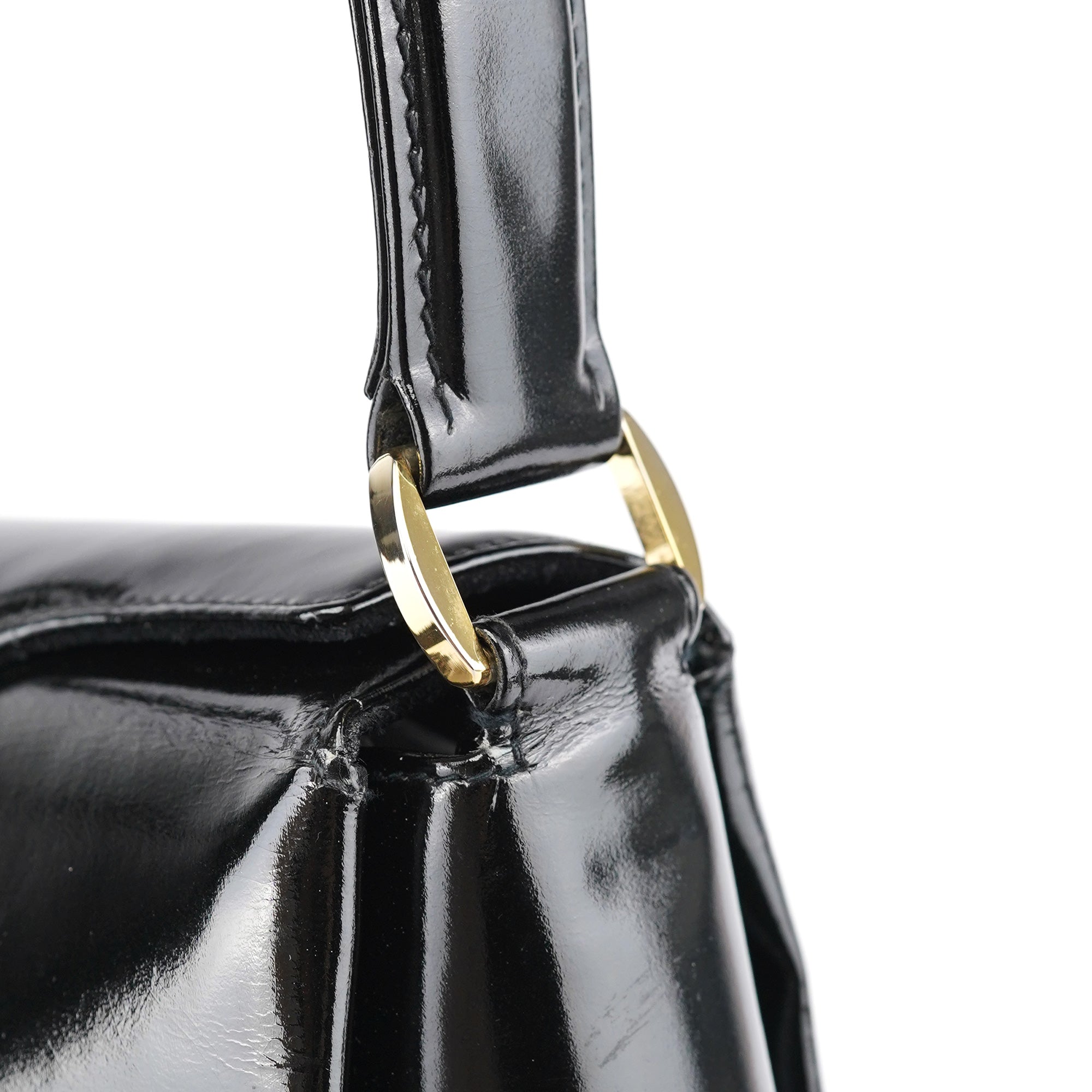 Black Patent Leather G Shoulder Bag