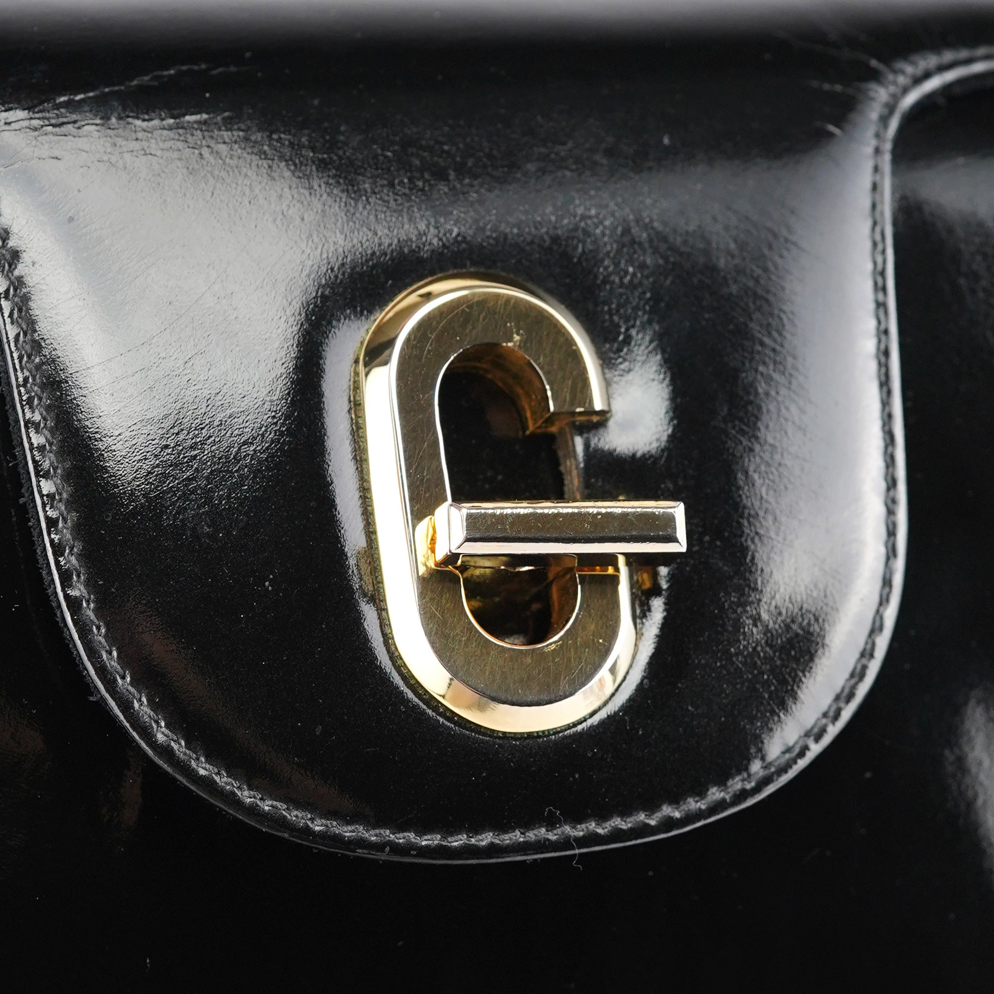 Black Patent Leather G Shoulder Bag