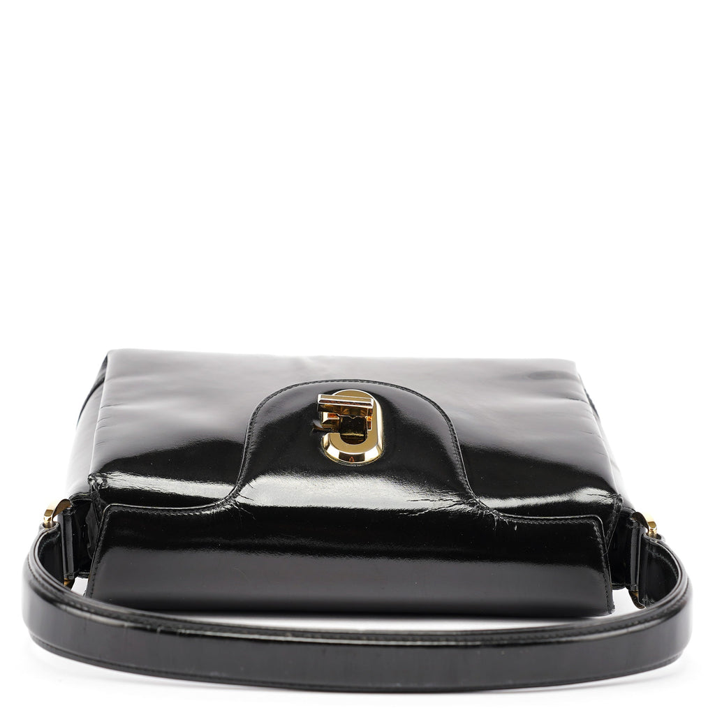 Black Patent Leather G Shoulder Bag