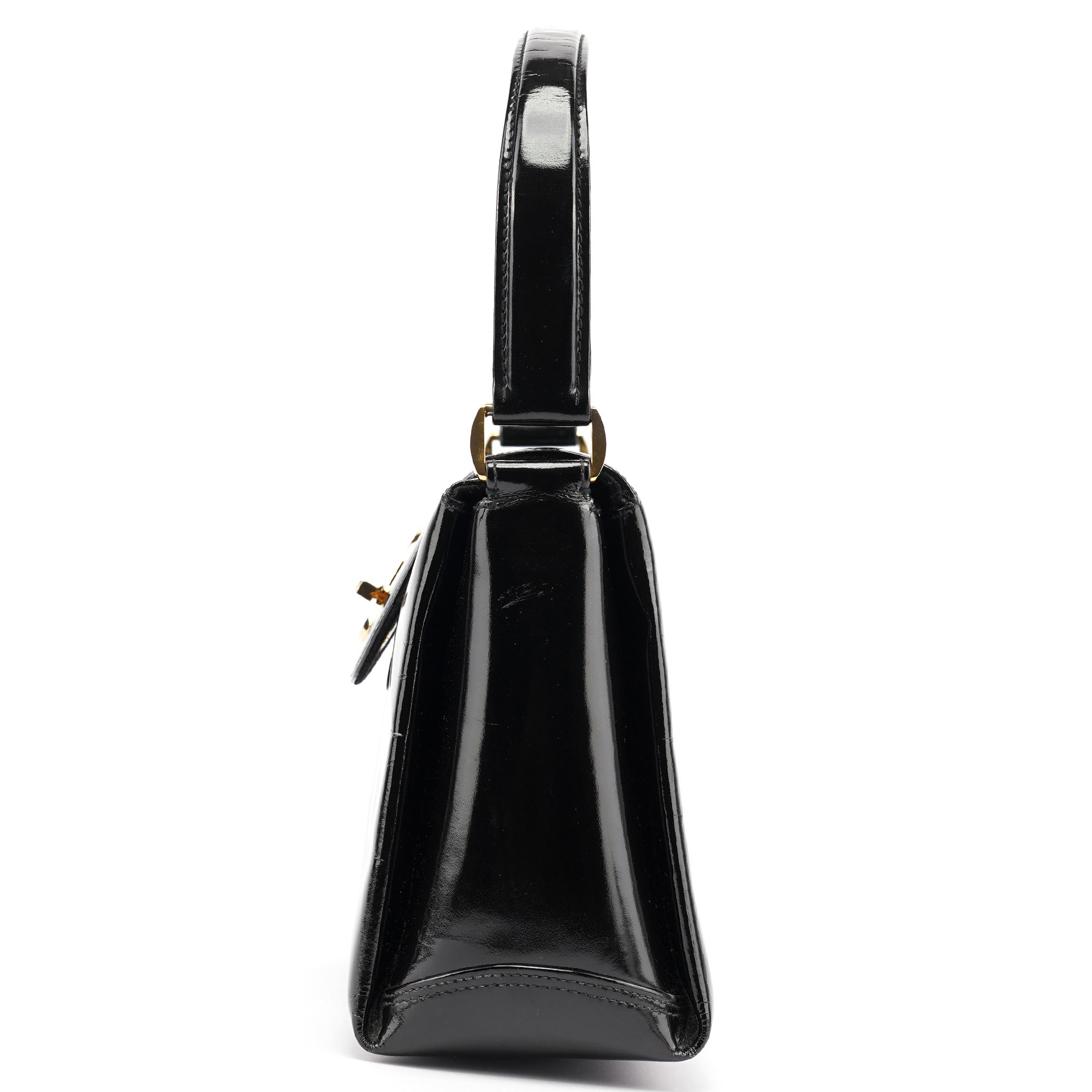 Black Patent Leather G Shoulder Bag