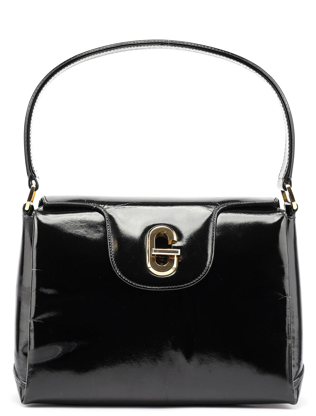 Black Patent Leather G Shoulder Bag
