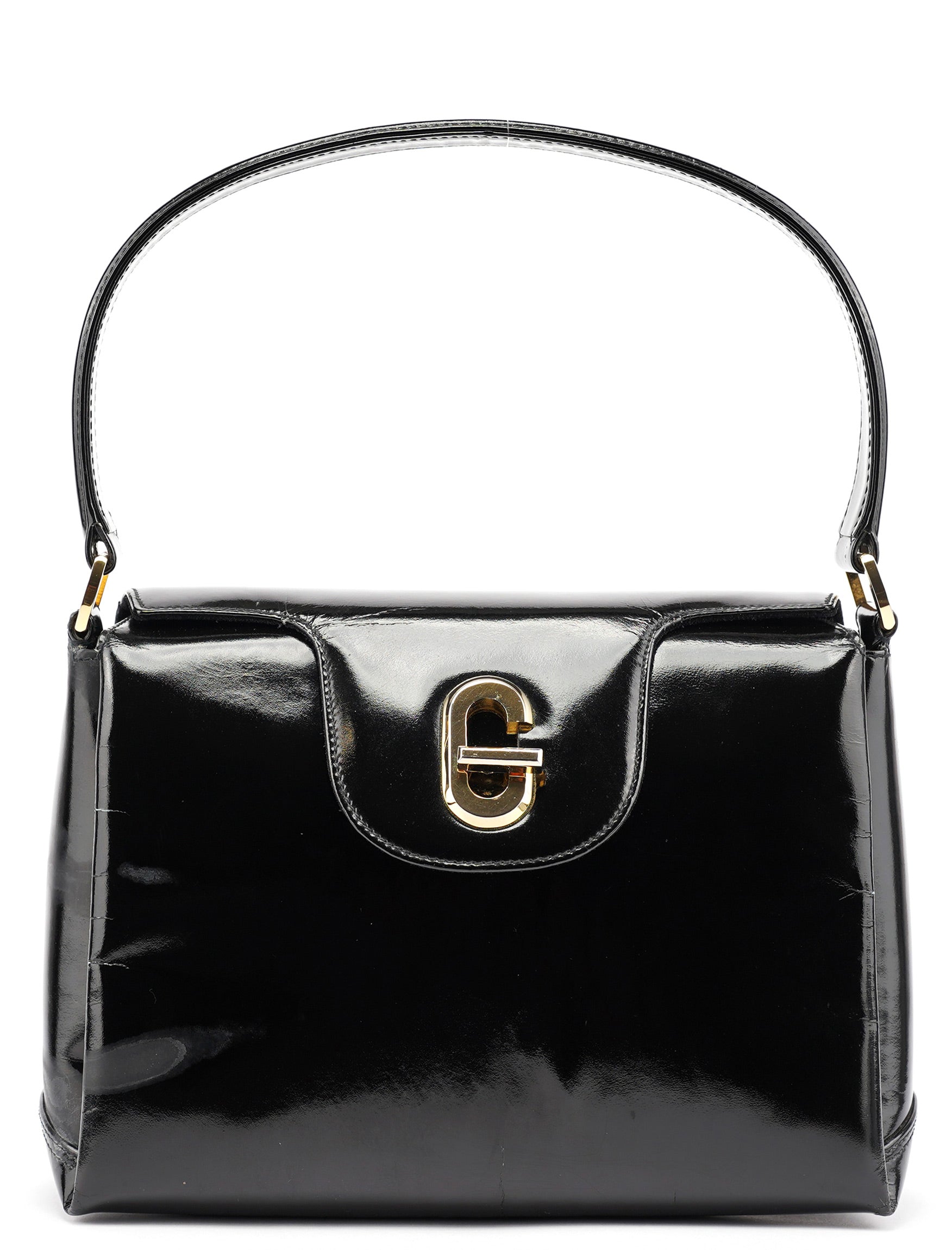 Black Patent Leather G Shoulder Bag