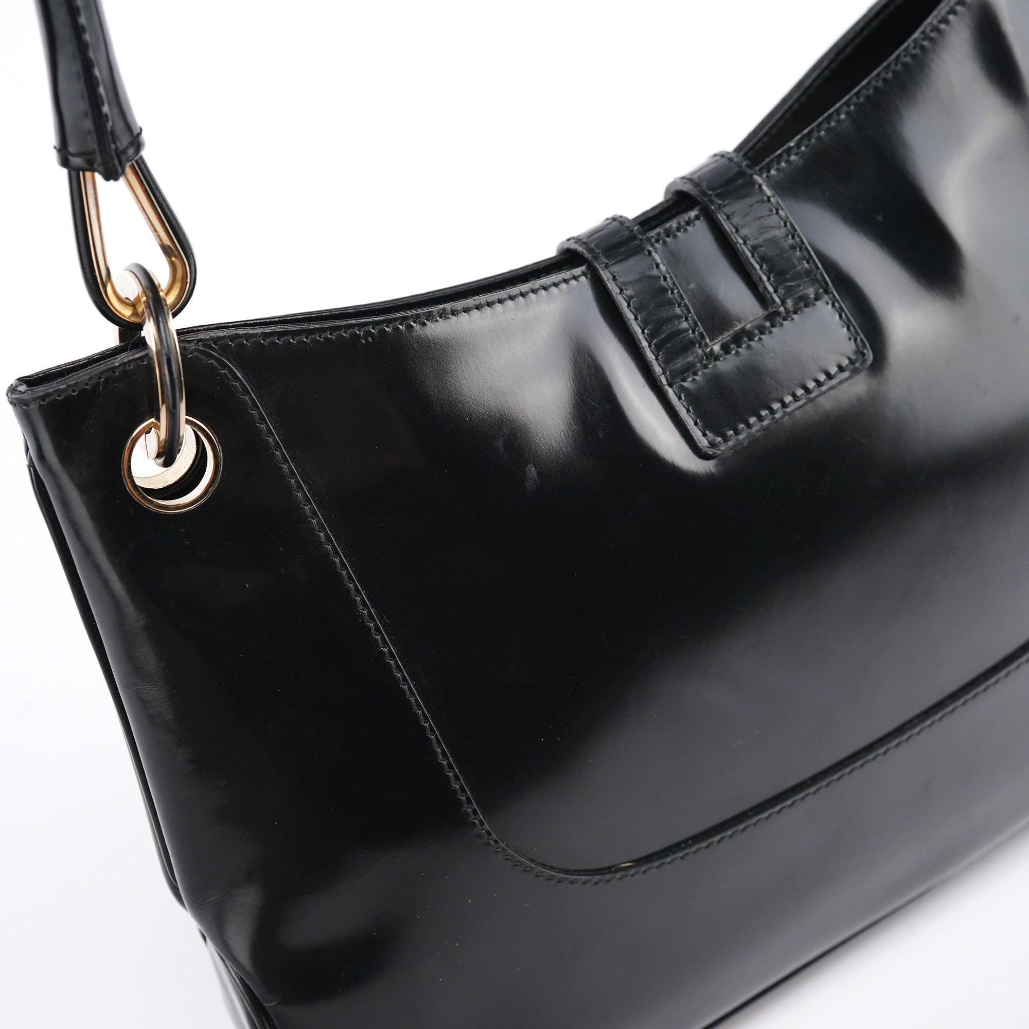 Black Patent Leather Jackie Shoulder Bag