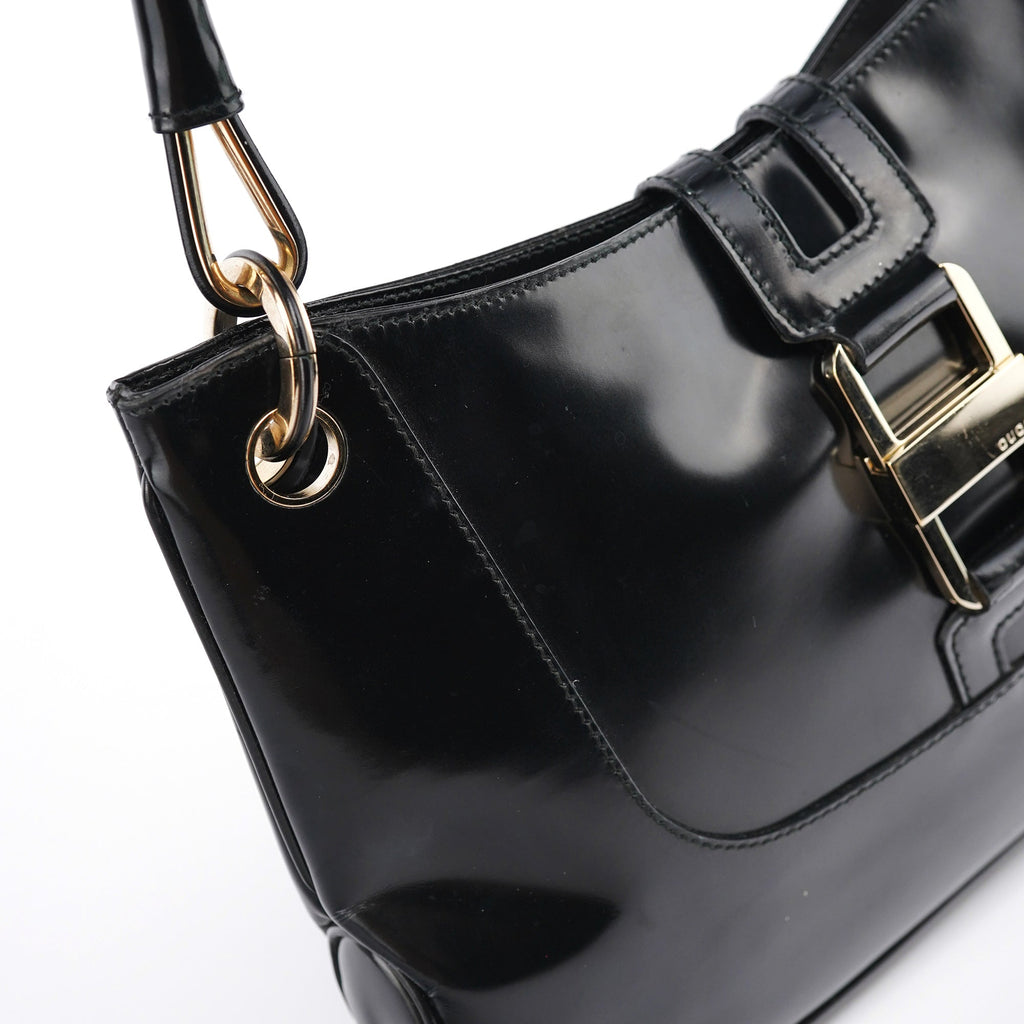 Black Patent Leather Jackie Shoulder Bag