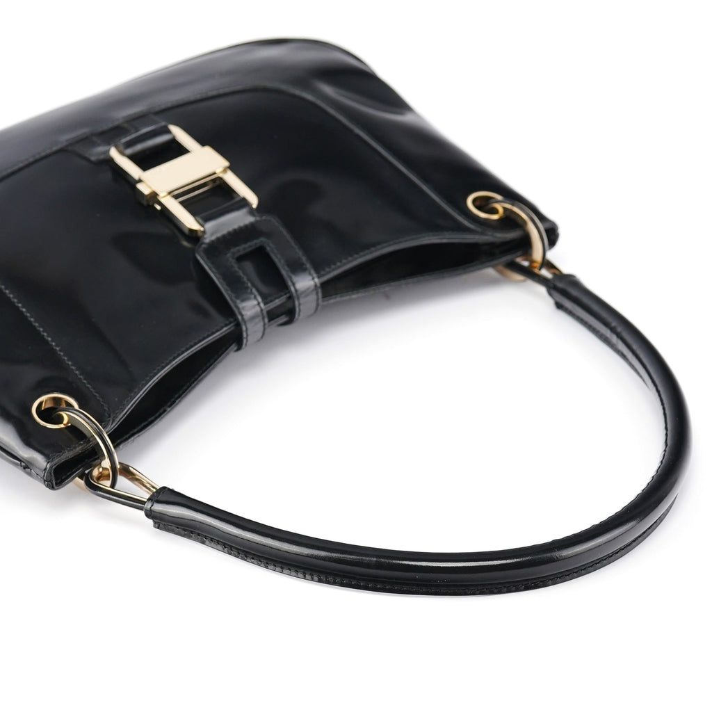 Black Patent Leather Jackie Shoulder Bag
