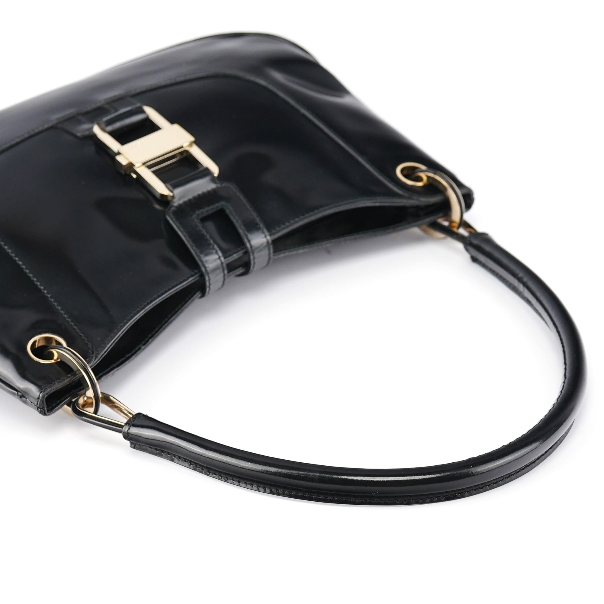Black Patent Leather Jackie Shoulder Bag