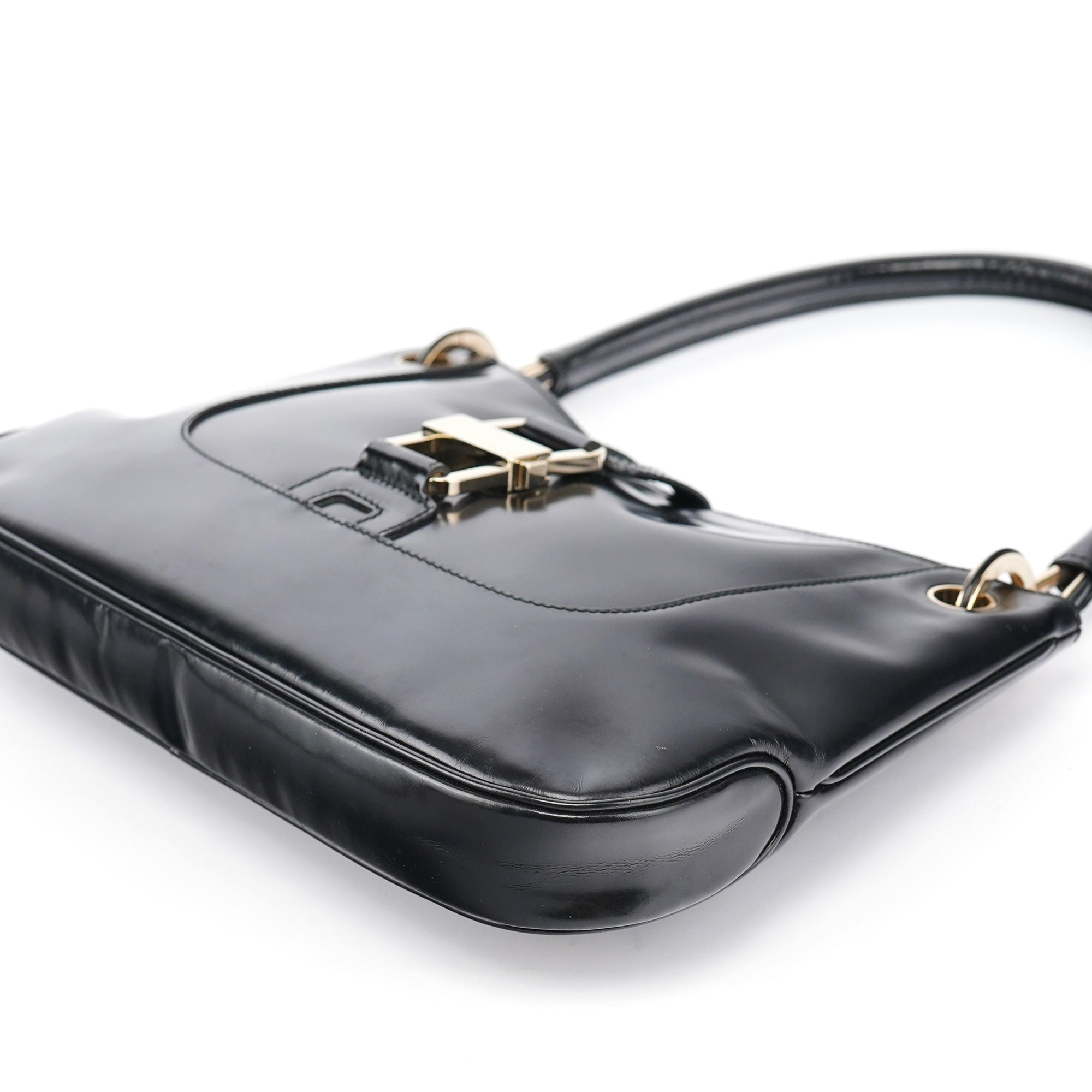 Black Patent Leather Jackie Shoulder Bag