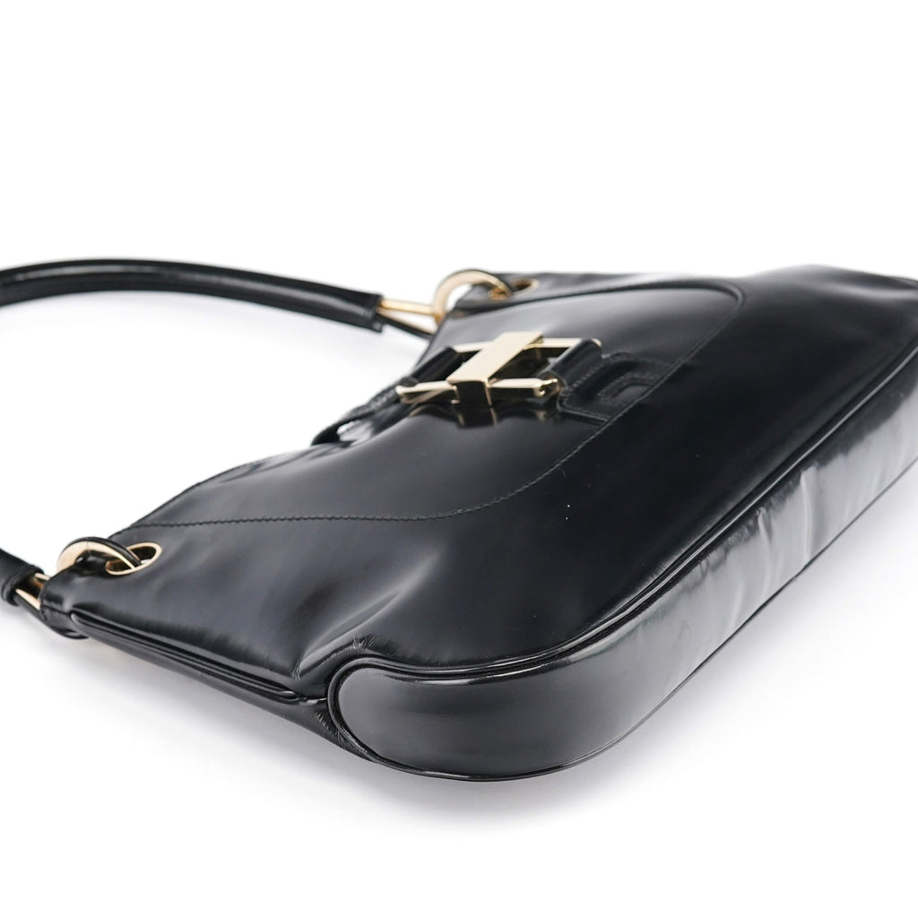 Black Patent Leather Jackie Shoulder Bag