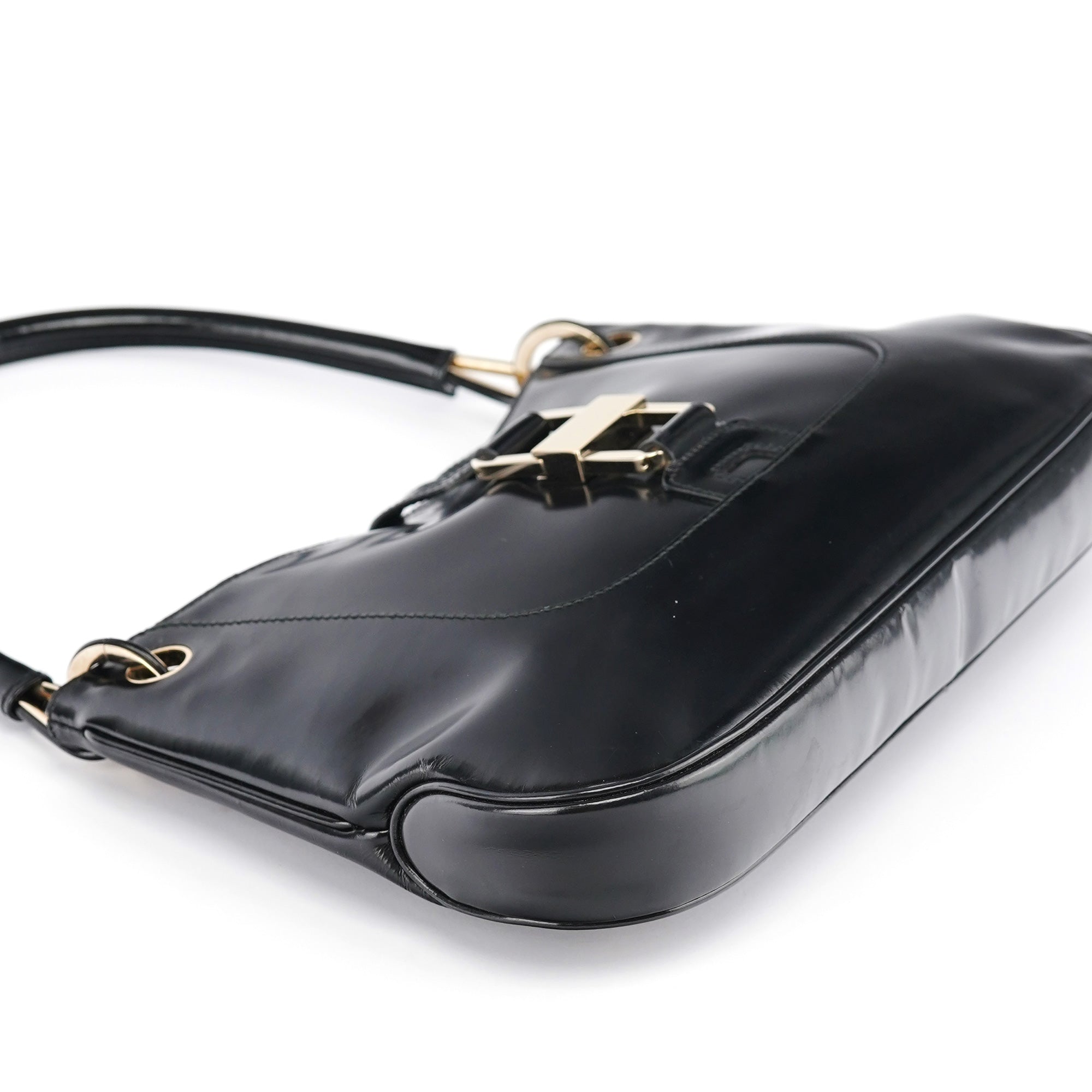 Black Patent Leather Jackie Shoulder Bag