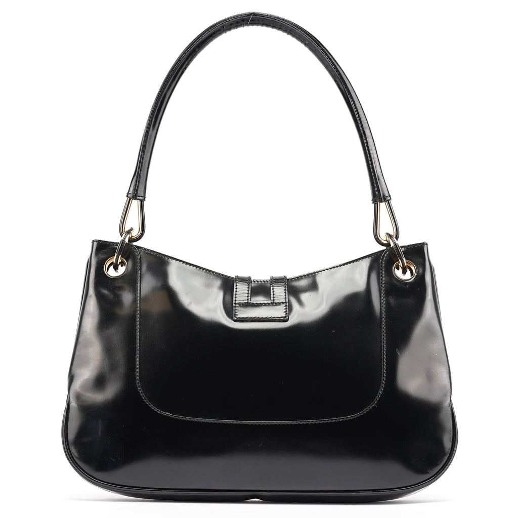 Black Patent Leather Jackie Shoulder Bag