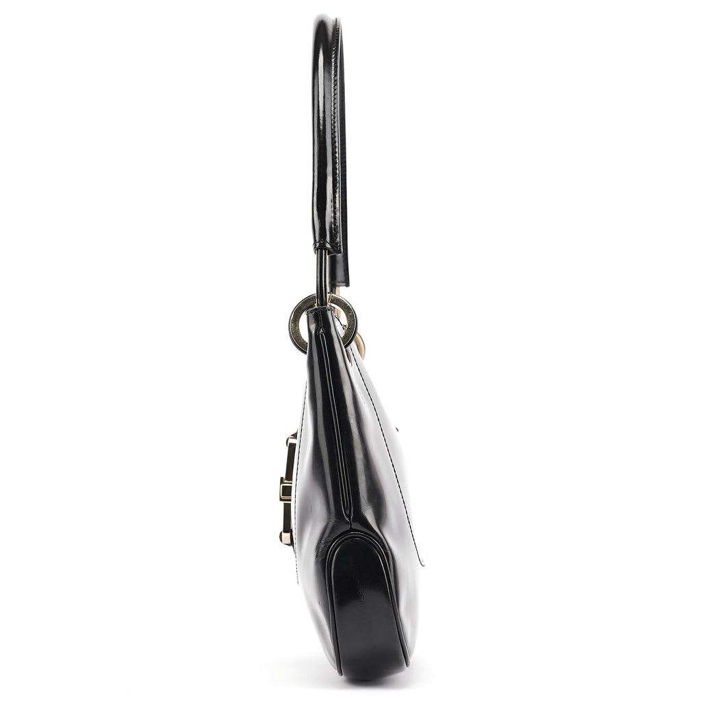 Black Patent Leather Jackie Shoulder Bag