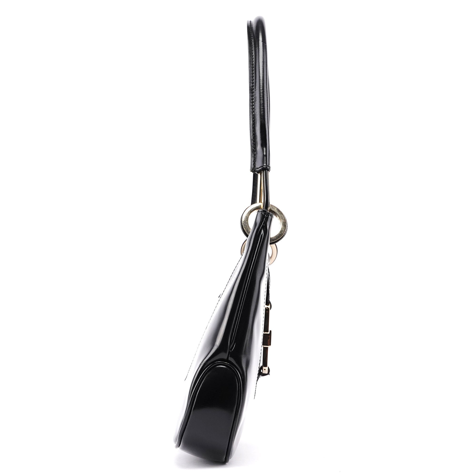 Black Patent Leather Jackie Shoulder Bag