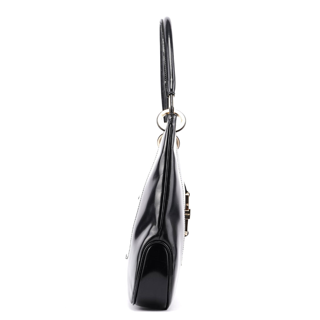 Black Patent Leather Jackie Shoulder Bag