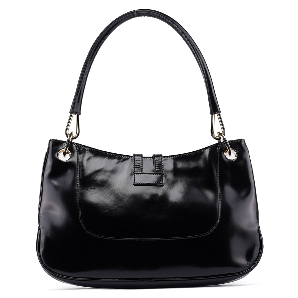 Black Patent Leather Jackie Shoulder Bag
