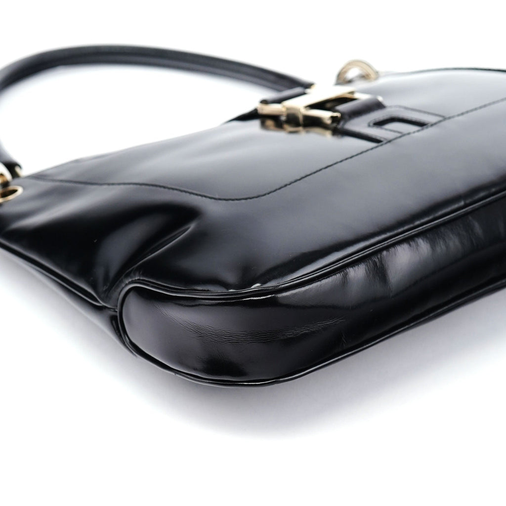 Black Patent Leather Jackie Shoulder Bag