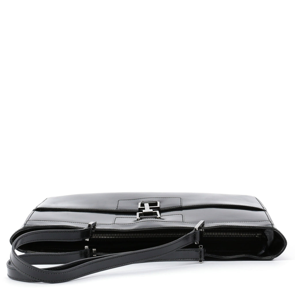 Black Patent Leather Jackie Tote