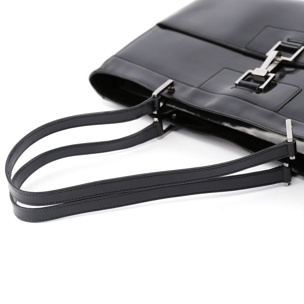 Black Patent Leather Jackie Tote