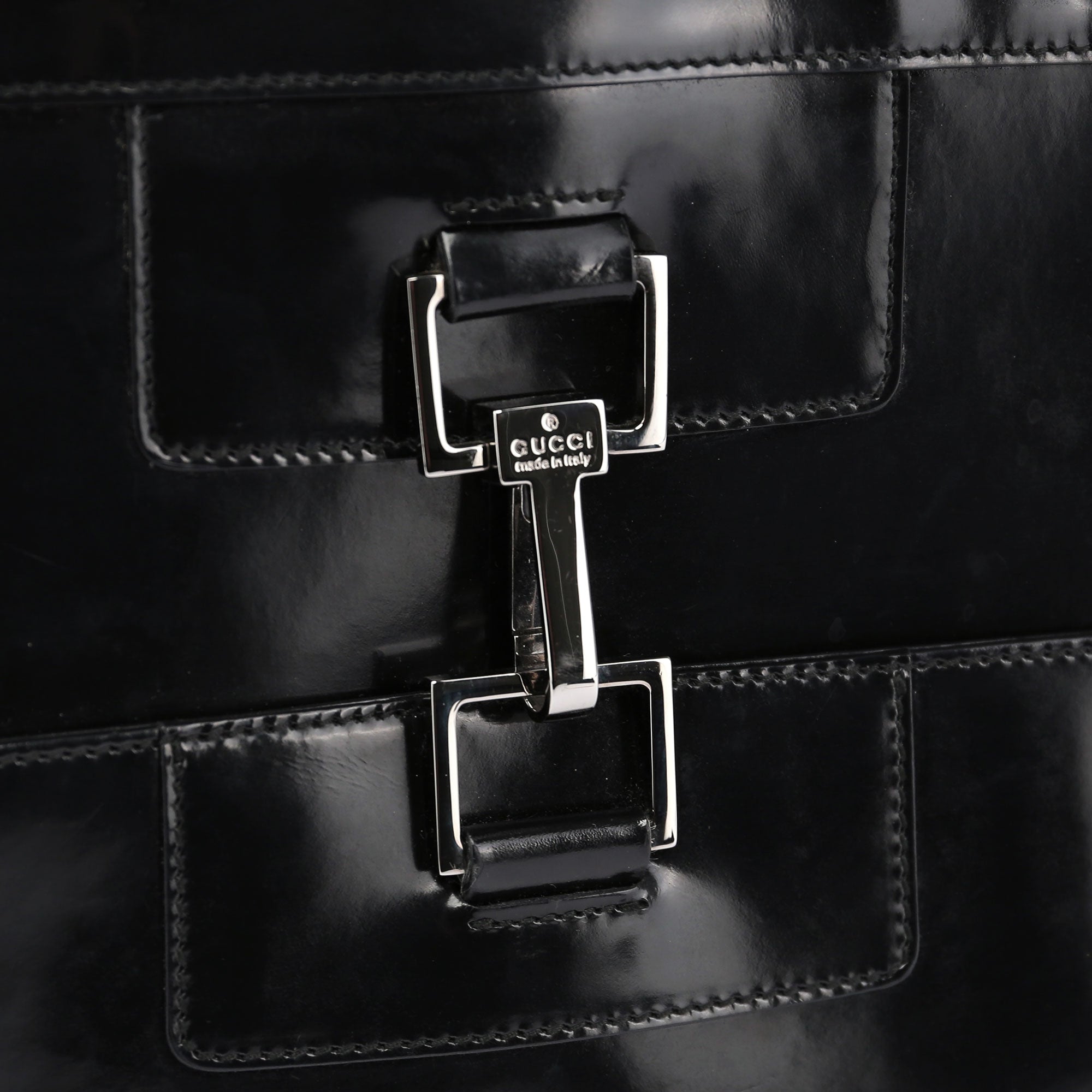 Black Patent Leather Jackie Tote