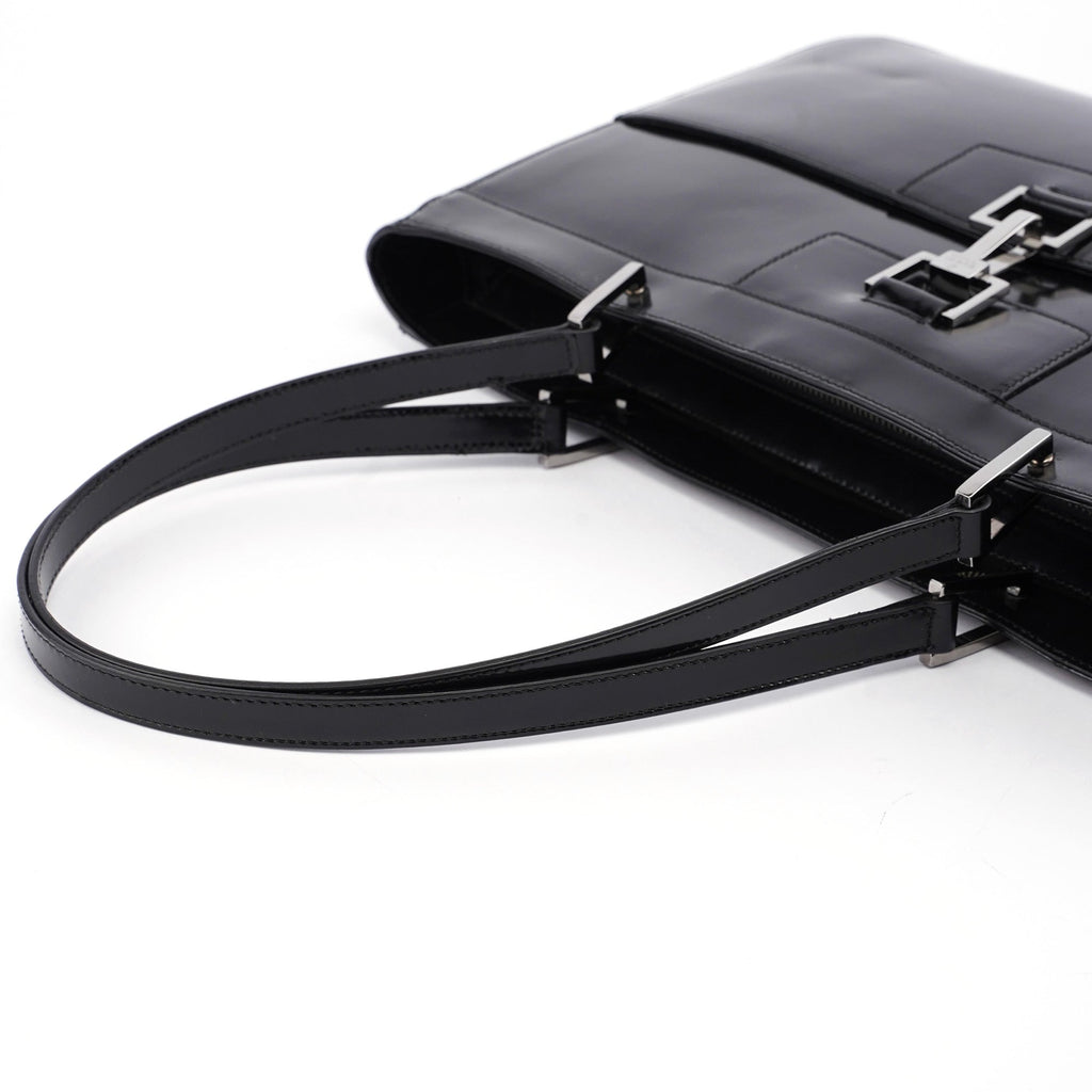 Black Patent Leather Jackie Tote