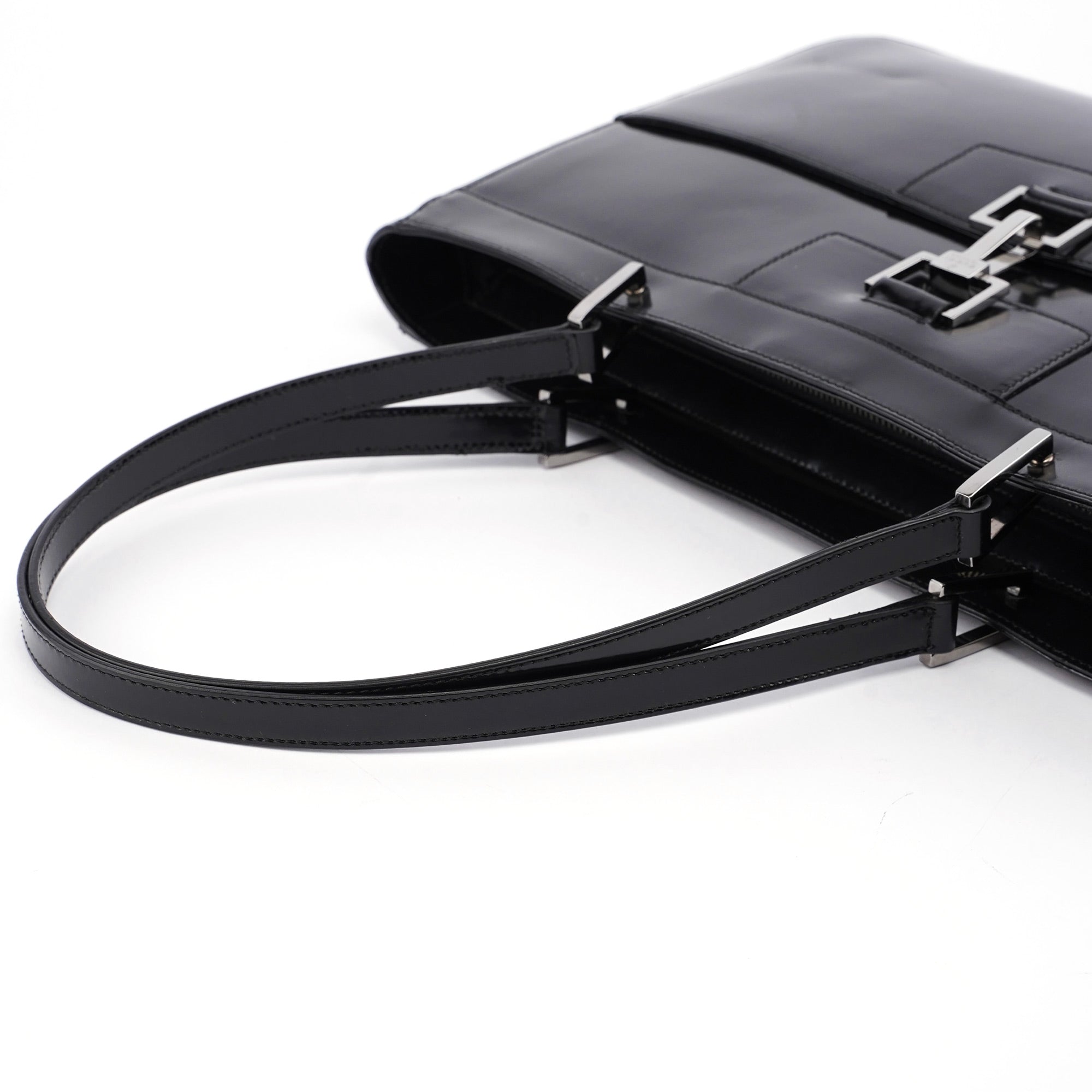 Black Patent Leather Jackie Tote